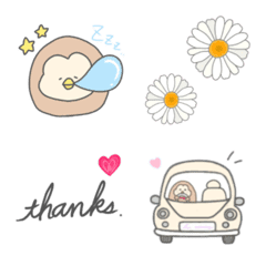 Flowers, hearts, stars, owls, cute Emoji