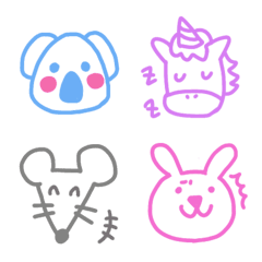 Seven animal facial expression emoji