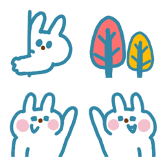 blue rabbit and autumn emoji