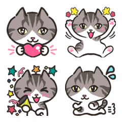 Emoji of cat(3)silver tabby & white,mask