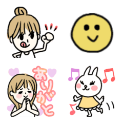 Girl and rabbit Emoji.