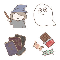 Maya witch and Halloween friends Emoji