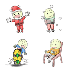 Emoji de neve e menino