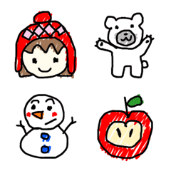 こどもの落書き風 絵文字7 【秋と冬】