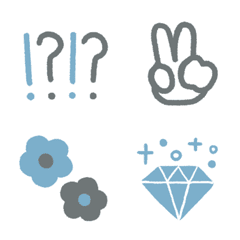 アイスブルーと大人グレーのシンプル絵文字