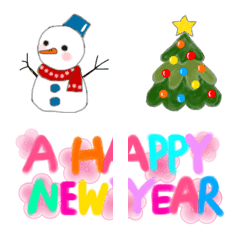 Christmas and new year cute emoji
