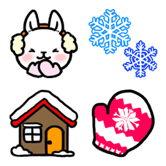 Cute rabbit Emoji in winter