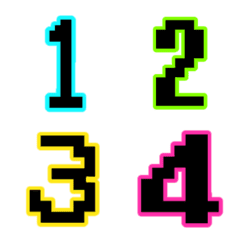 Number pixels black neon light emoji