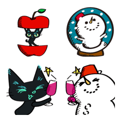 animation emoji black kitten's winter