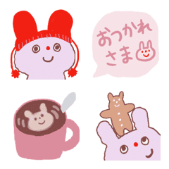Winter emoji of the bulky rabbit