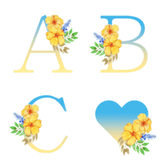 yellow and blue gradation flower emoji
