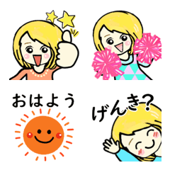 Blonde girls  Happy moving emoji