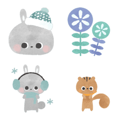 Moving Lapin et ecureuil Winter Emoji