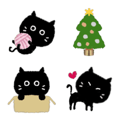 黒猫の冬mix♡動く絵文字