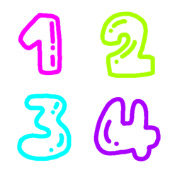 Number neon black light emoji