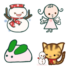 Moving emoji, angel and snowman