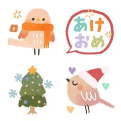 毎年使える✳︎冬の小鳥の絵文字♡