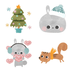 Lapin et ecureuil Winter Emoji