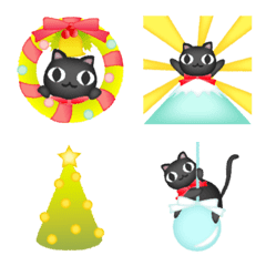 Animated Emoji - Black Cat Winter -