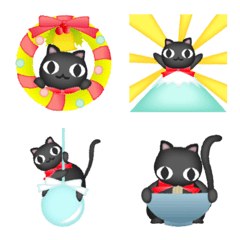 Animated Emoji -Black Cat Winter