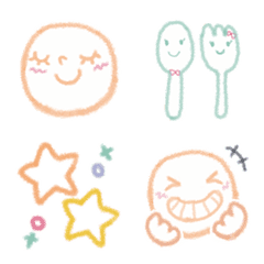 Emoji warna-warni seni garis krayon