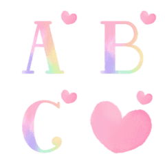 pastel rainbow and heart emoji
