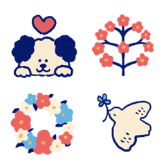 Puppies and flower emoji