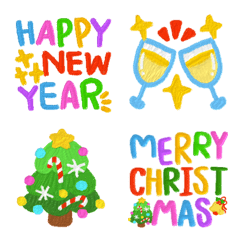 Emoji Christmas and happy New year day