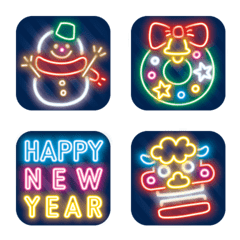 Animated:neon emoji[Christmas New Year]