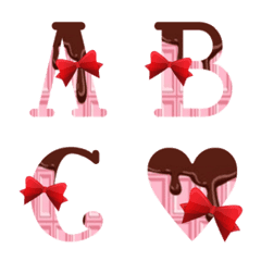 pink chocolate and red ribbon emoji
