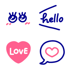 Cute Simple Emoji -Navy&Pink-
