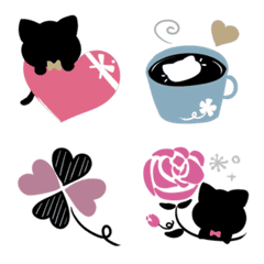 Cute Nordic style Black cat move Emoji2