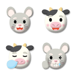 mouse & cow english words emoji