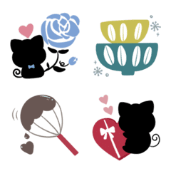 Nordic style Black cat move Emoji2
