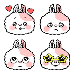 Fluffy cute  Pink rabbit emoji
