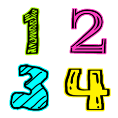 Number black line neon colourful emoji