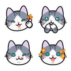 kawaii Gray and White Tabby cat | Emoji