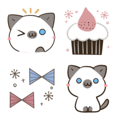 Cute Nordic style Siamese cat move Emoji