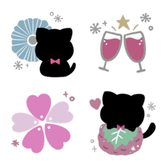 Cute Nordic style Black cat move Emoji3