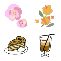 อิโมจิไลน์ Rough flowers and coffee shop emoji