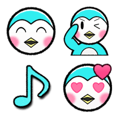 Cute light blue penguins emoji
