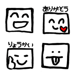 Handwritten emoji with a square face