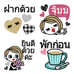 Cute Bob Hair Lady-Small Sticker-(thai)