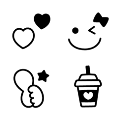 Simple cute emoji Monochrome