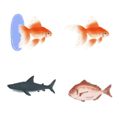 Fish, sea creatures, sideways