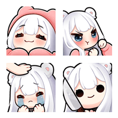 Cute Fluffy Bear Girl Emojis