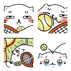 A chubby cat playing tennis Emoji.