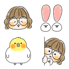 Glasses girl and  java sparrow