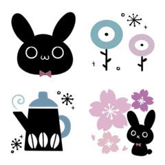 Nordic style Black rabbit move Emoji