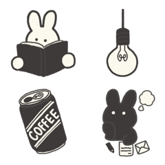 Black and white emoji.(rabbit)